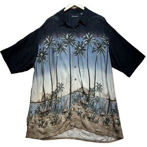 Pierre Cardin Mens Hawaiian Shirt Short Sleeve Size XXL Multi Tropical Palm Tree